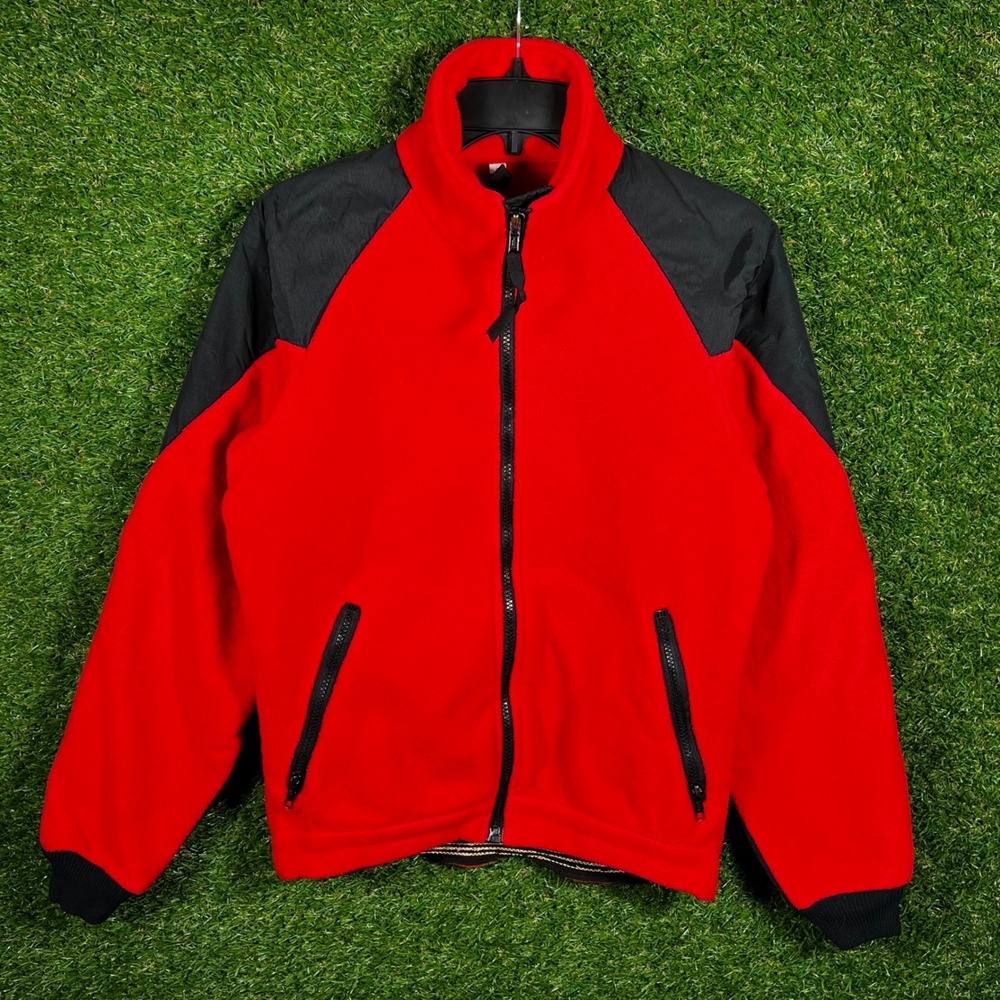 Red Black Colorblock Full Zip Fleece Jacket‎ Mens Small marmot